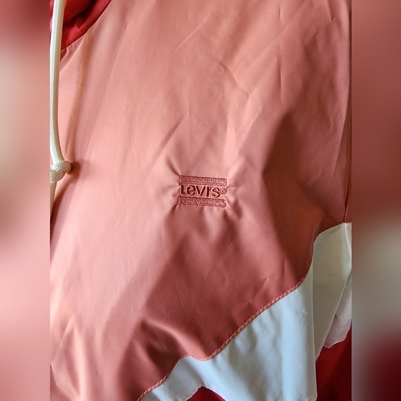 NWT Levi's Colorblock Hooded Jacket Pink/White Women's Size XL. - Picture 3 of 10